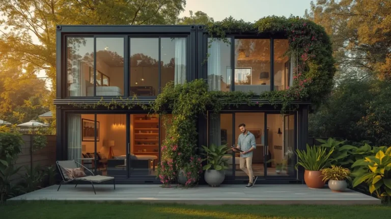 Modern shipping container home built from stacked containers - Four Sons Logistics