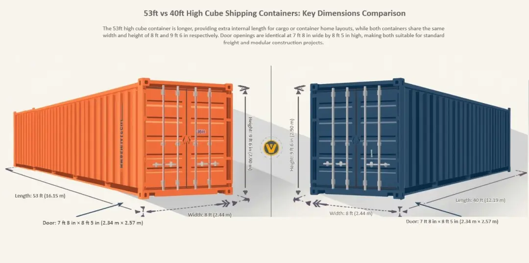 53ft vs 40ft High Cube Shipping Containers - Key Dimensions Comparison - Four Sons Logistics